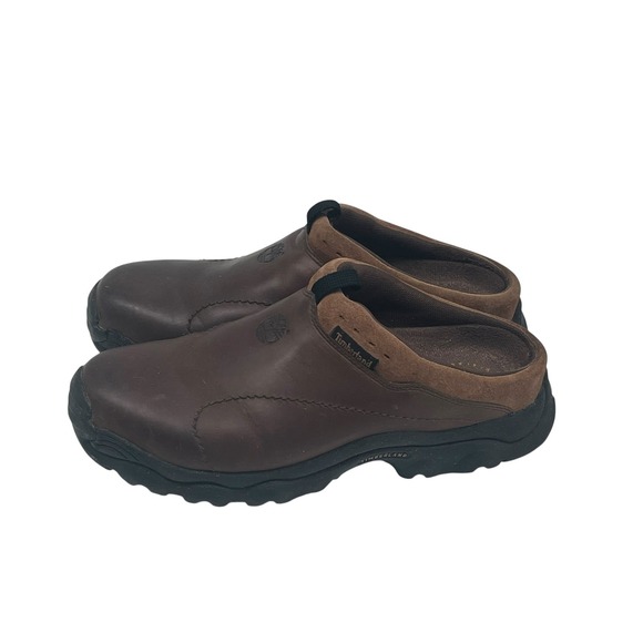 Timberland Shoes - Timberland Women's Brown Leather Mule Clogs Slip-On Shoes Size 8M